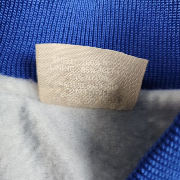 Vintage Satin Bomber Jacket Large Lined Blue Blank Snap Button Front 90s USA - Picture 9 of 11